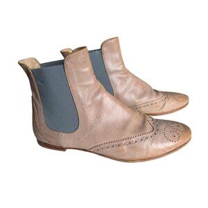 AGL  Light Nude Western Leather Chelsea Ankle Boots Size 37